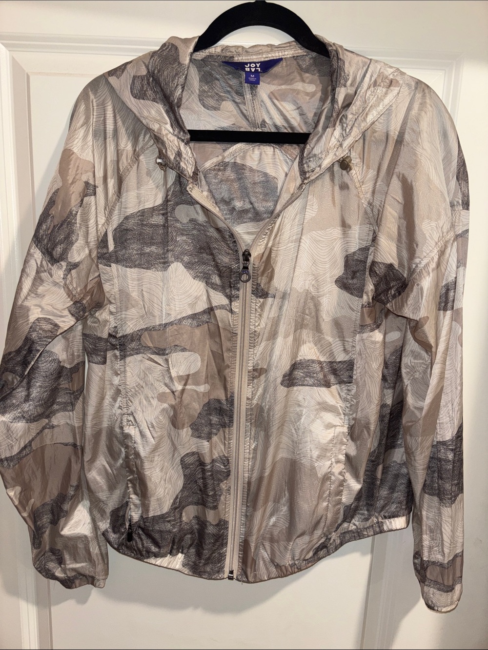 Joy Lab Runner Lightweight Hooded Zip Jacket in Neutral Camo